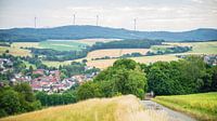 Quiet landscape with windmills in the mountains