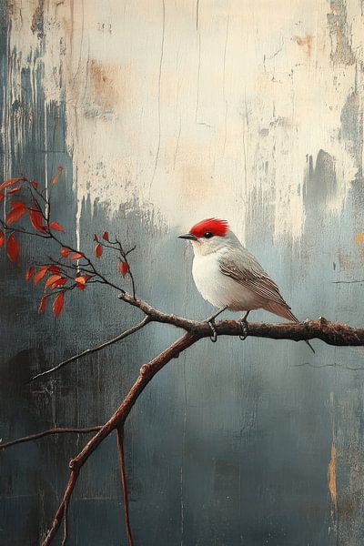 Vogel-Balance in Sprühtextur von Eva Lee