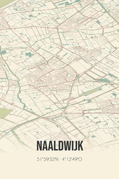 Alte Landkarte von Naaldwijk (Südholland) von Ortsdrucke