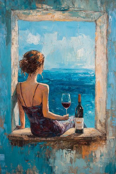 Meeresblick und Wein von Poster Art Shop