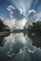 Heavenly clouds over the karst mountains Xingping,Yangshuo (China )
