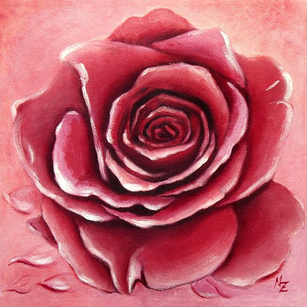 Fleur de rose peinte à la main par Marita Zacharias