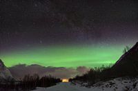 Northern lights in the starry sky