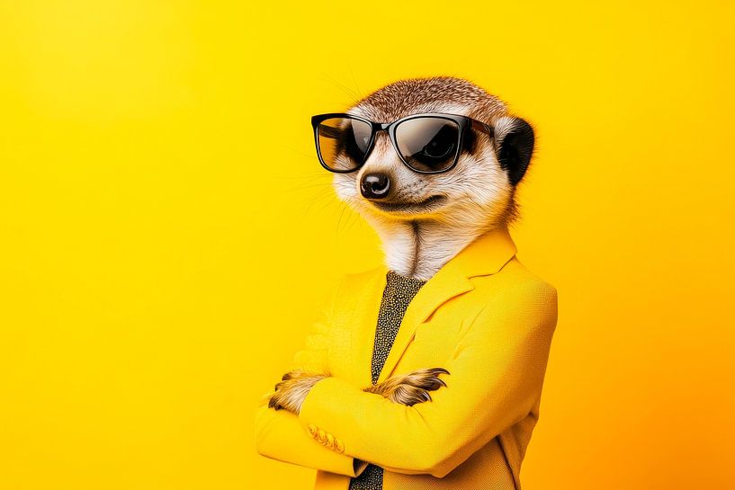 Suricate stylé en costume - Jaune par Poster Art Shop
