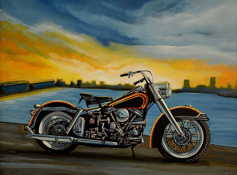 Harley Davidson Duo Glide Gemälde von Paul Meijering