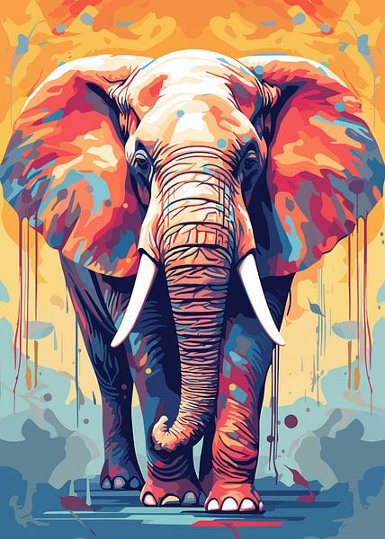 Elefant Wild Natur WPAP Farbe Stil von Mason Scott