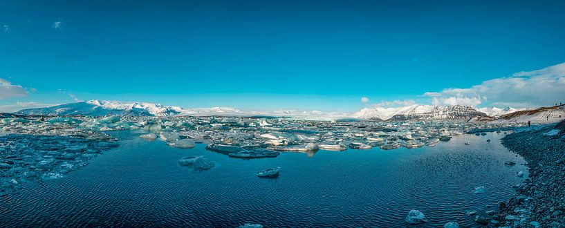 Jökulsárlón, photo panoramique d'un glacier lacustre dans le sud de l'Islande par Gert Hilbink