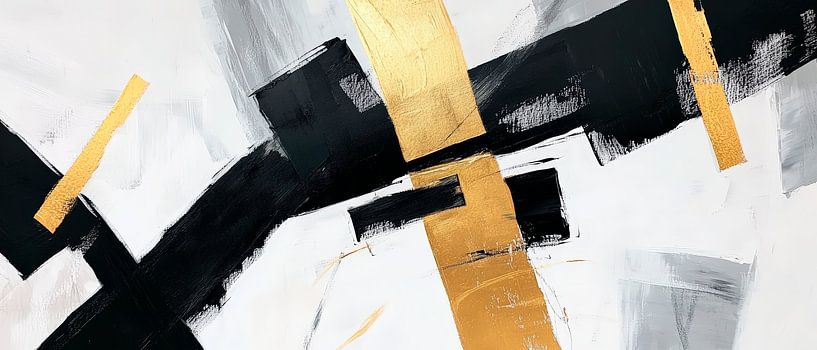 Composition abstraite avec de l'or et du noir par Poster Art Shop