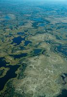 Luchtfoto van de Okavango delta