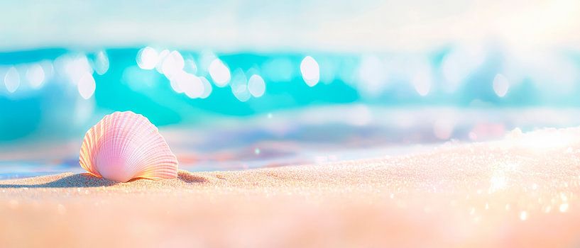 Des vagues douces et une plage de coquillages par Poster Art Shop
