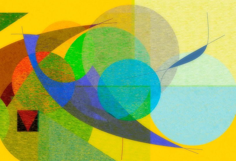 bunte abstrakte in gelbem Hintergrund von Corinne Welp