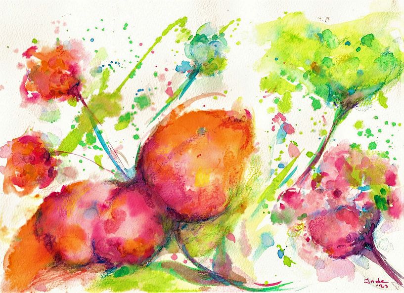 Frühlingsblumen !!!! Aquarell, handbemalt. von Ineke de Rijk