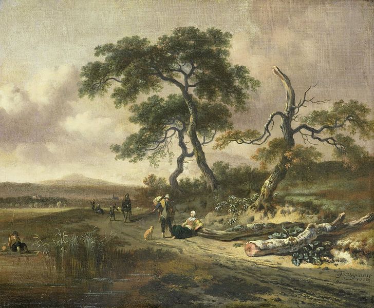 Landschap met marskramer en rustende vrouw, Jan Wijnants van Meesterlijcke Meesters