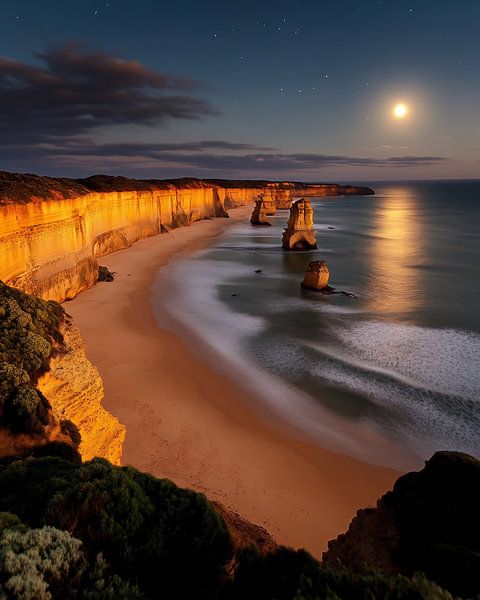Moonlight on the coast by fernlichtsicht