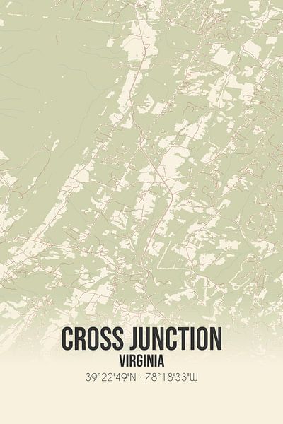 Alte Karte von Cross Junction (Virginia), USA. von Ortsdrucke