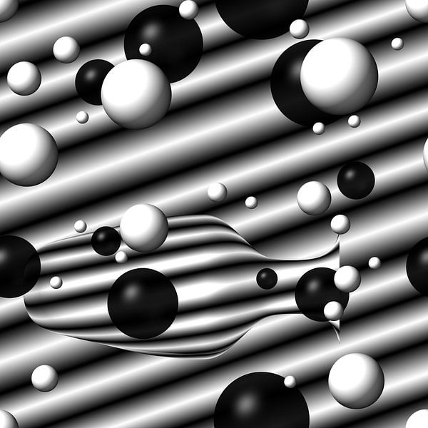 Balls and Bottle Monochrom by Heidemarie Andrea Sattler