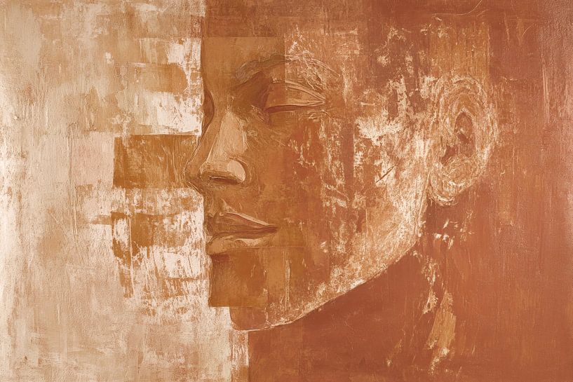 Rustieke Introspectie Abstract Portret in Aardetinten van Eva Lee