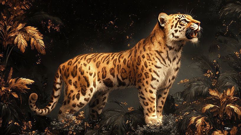 goldenes Tier auf schwarzem Hintergrund von Gelissen Artworks