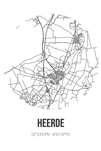 Heerde (Gelderland) | Karte | Schwarz und weiß von Ortsdrucke