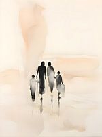 Vierköpfige Familie abstrakte Zeichnung