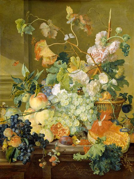 Still life with fruit and flowers, Jan van Huijsum by Masterful Masters
