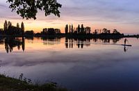 Jour le plus long, soleil couchant, ciel couleur or orange et violet