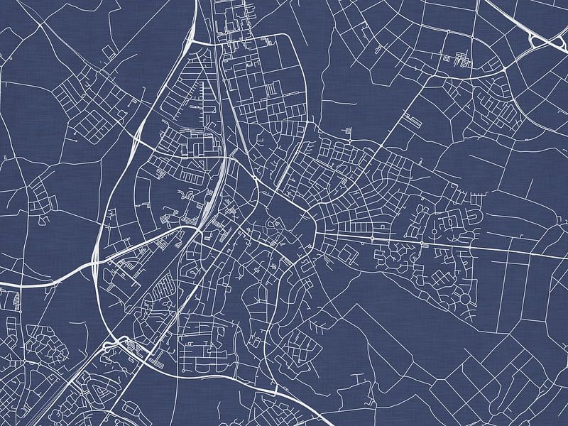 Carte de Sittard en bleu royal par De Kaartenwinkel