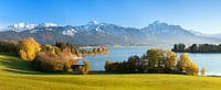 Forggensee and Allgäu Alps in autumn, Allgäu, Bavaria, Germany