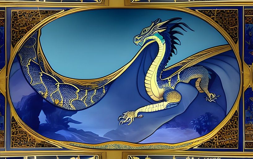 For love of blue - dragon on porcelain by Harmanna Digital Art