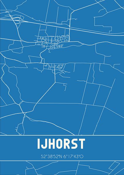 Blueprint | Carte | IJhorst (Overijssel) par Affiches de lieux