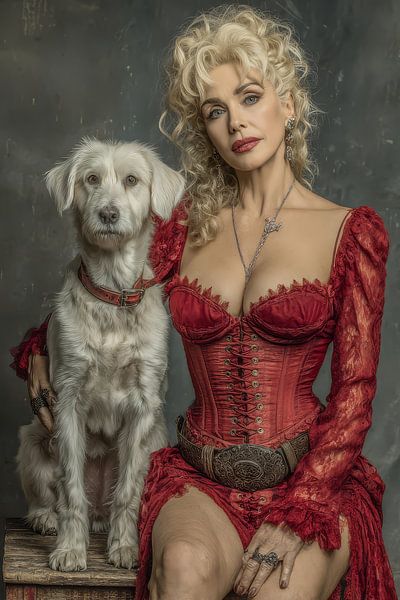 woman with pet retro boudoir look by Egon Zitter