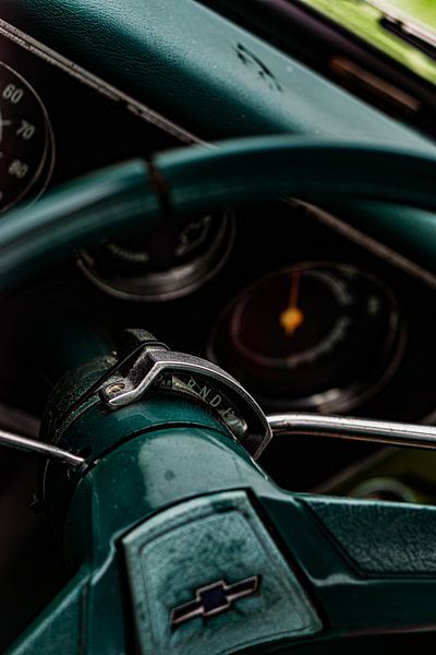 Steering wheel of an old Chevy pickup truck by Henri van den Berg