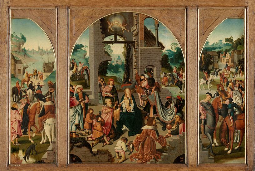 Triptychon mit Anbetung der Heiligen Drei Könige, Meister von Alkmaar von Meisterhafte Meister