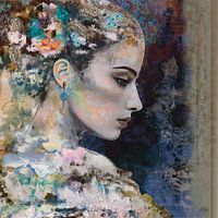 Dame mit Ohrring. Technik für gemischte Medien