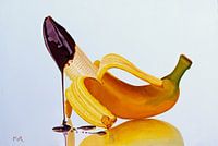 Banane avec chapeau en chocolat