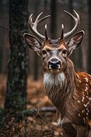 Hirsche in einer natürlichen Waldlandschaft