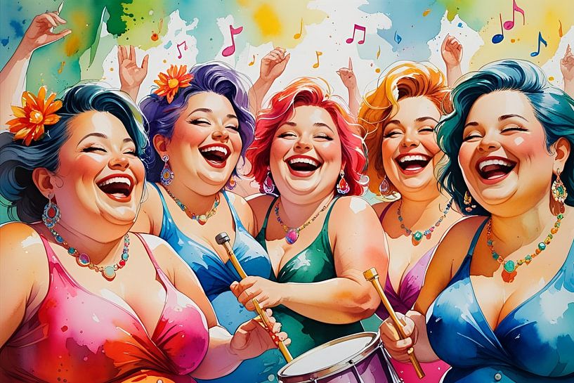 The sociable ladies play music in a band by De gezellige Dames