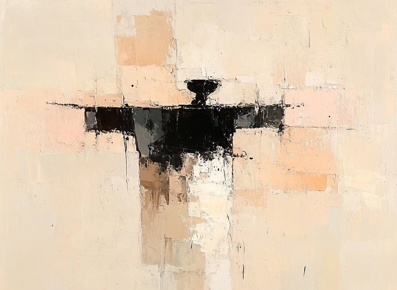 Abstract Zwart | Beige Rust Abstract van Zen en Meer