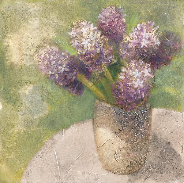 Purple Hyacinths in Vase Green, Albena Hristova by Wild Apple