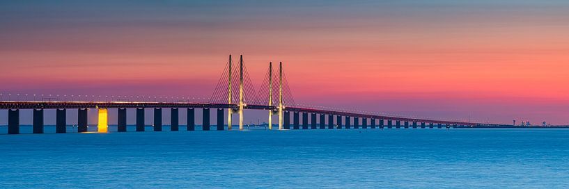 Panorama and sunset at the Oresund Bridge, Malmö, Sweden by Henk Meijer Photography