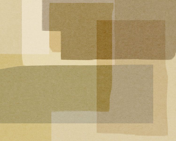 Abstrakte moderne Kunst in neutralen Farben Sand, Olivgrün, Weiß. von Dina Dankers