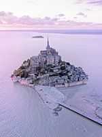 Mont Saint Michel at high tide during sunset