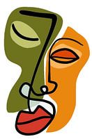 Abstraktes kubistisches Gesicht, Strichzeichnung