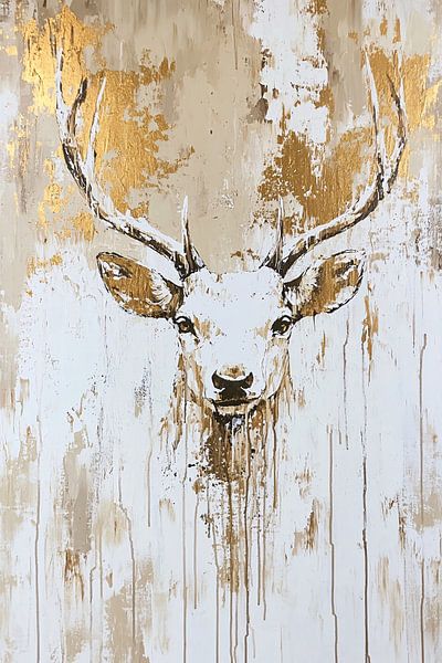 Minimalistischer Hirsch mit goldenen Akzenten von Imperial Art House