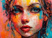 Colourful, modern and abstract female portrait
