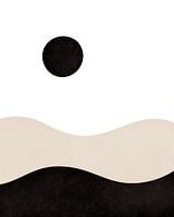 Paysage de montagnes et de soleil en noir et beige