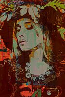 Boheemse dame met hoed en bloemen