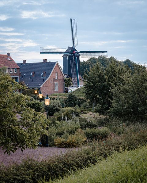Heemtuin mit Mühle, Pflanzen und Bäumen in Heusden von Zwoele Plaatjes