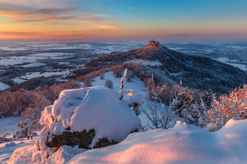 Hohenzollern Castle in winter at sunset by Markus Lange