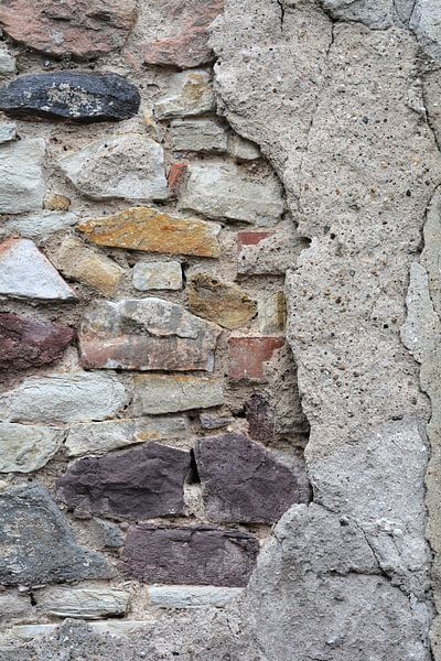 Detail of the historical medieval city wall made of natural stone in Magdeburg by Heiko Kueverling